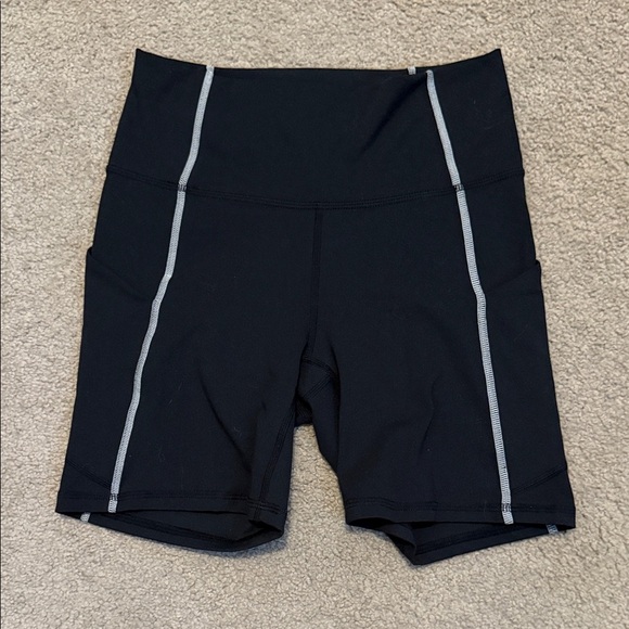 Fabletics Black Bike Shorts with Gray Accents - Picture 1 of 4